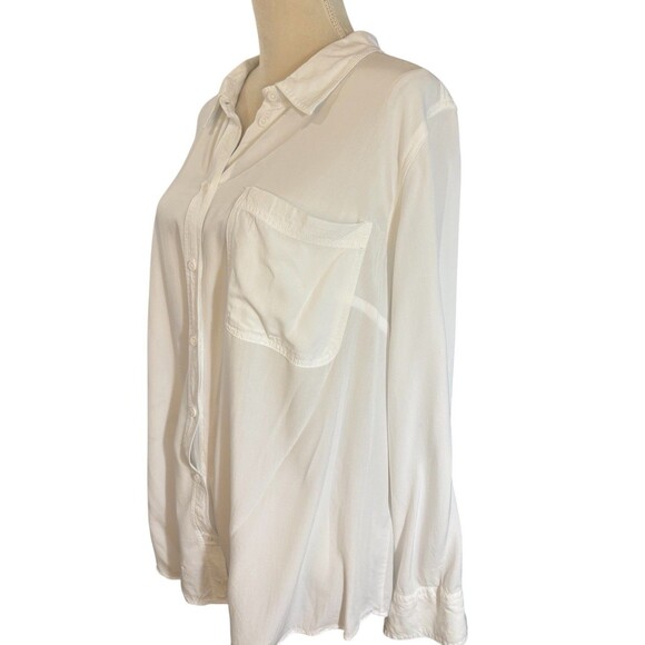 Casa Cabana Long Roll Tab Sleeves Women's 1X White Button Down 100% Rayon - Picture 15 of 16
